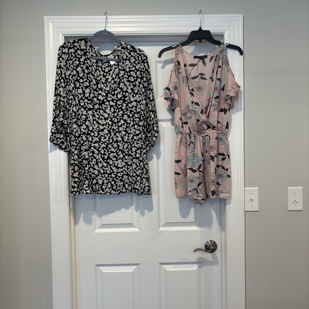 Bundle of Anne Cole Black and white One <3 Pink Floral Swim Coverups